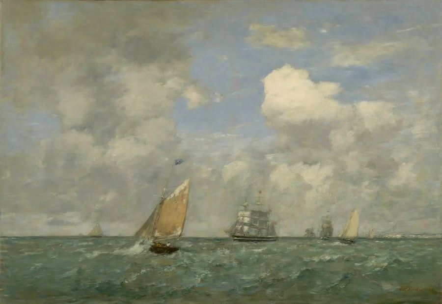 Schepen en zeilboten vertrekkend vanuit Le Havre - Eugène Boudin