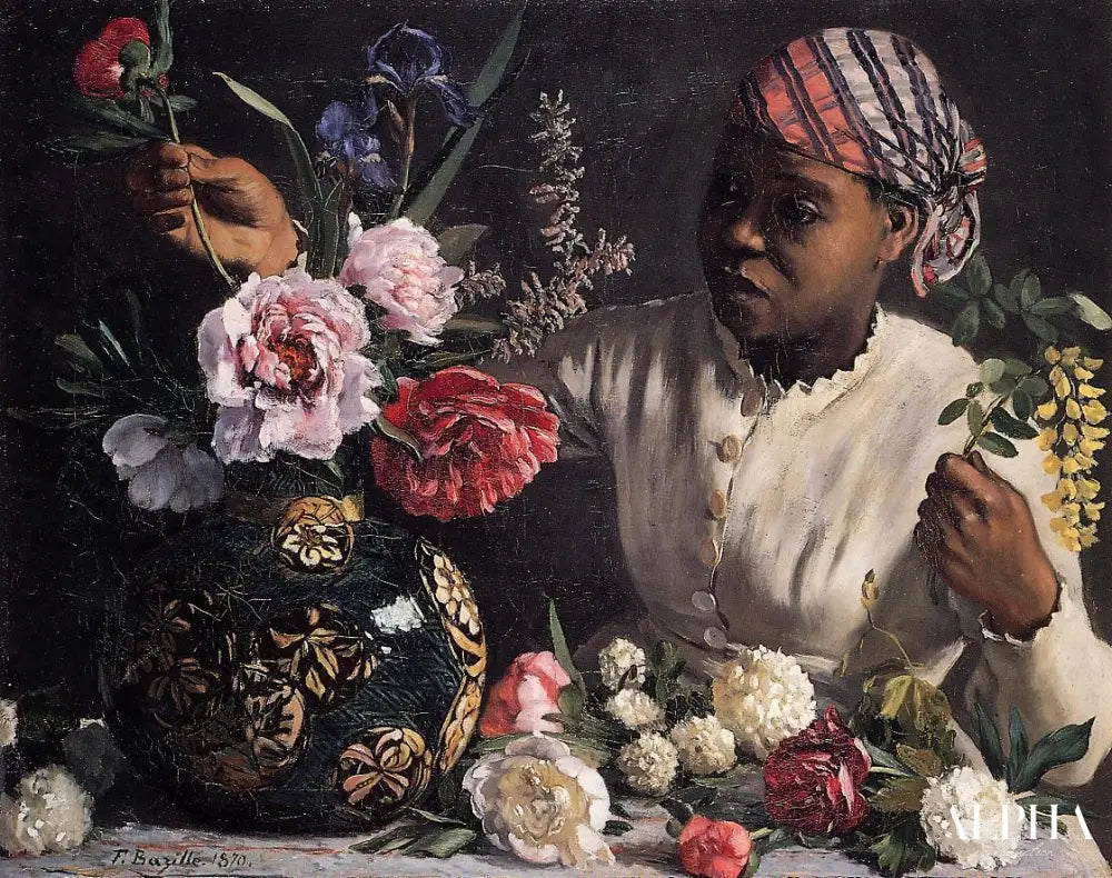 Négresse aux pivoines - Frédéric Bazille - Reproductions de tableaux et peintures haut de gamme