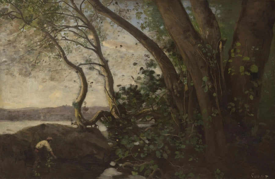 Nemi, de oevers van het meer - Jean-Baptiste Camille Corot