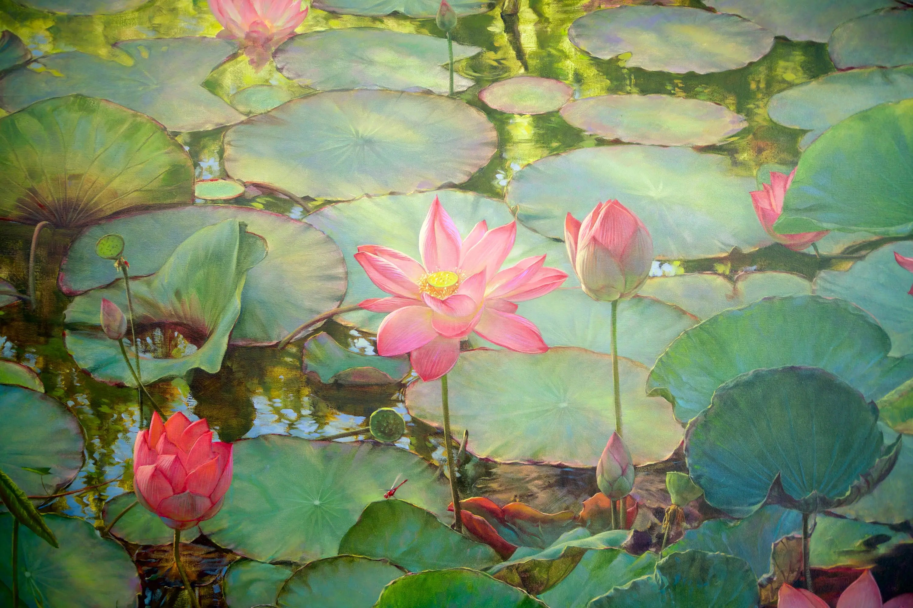 Découvrez Water Lilies and Lotuses II – Somchai | 200 x 150 cm Reproductions de tableaux à la peinture à l’huile