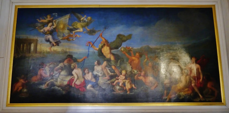 Neptunus die zijn rijkdommen aan Frankrijk aanbiedt. Allegorie op Lodewijk XIV - Pierre Mignard