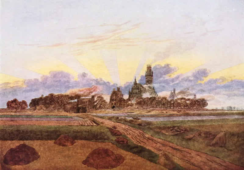 Neubrandenburg in vlammen - Caspar David Friedrich