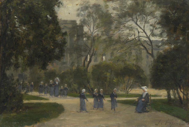 Nonnen en schoolmeisjes in de Tuin van de Tuileries, Parijs - Stanislas Lépine