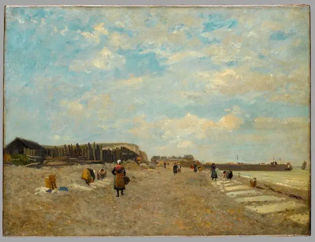Normandinnen die was ophangen op een strand - Eugène Boudin