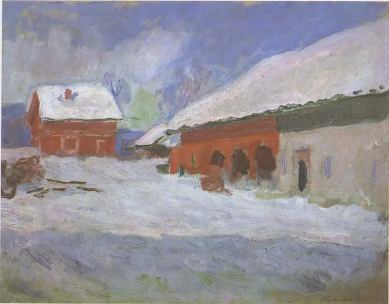 Noorwegen, de rode huizen in Björnegaard - Claude Monet