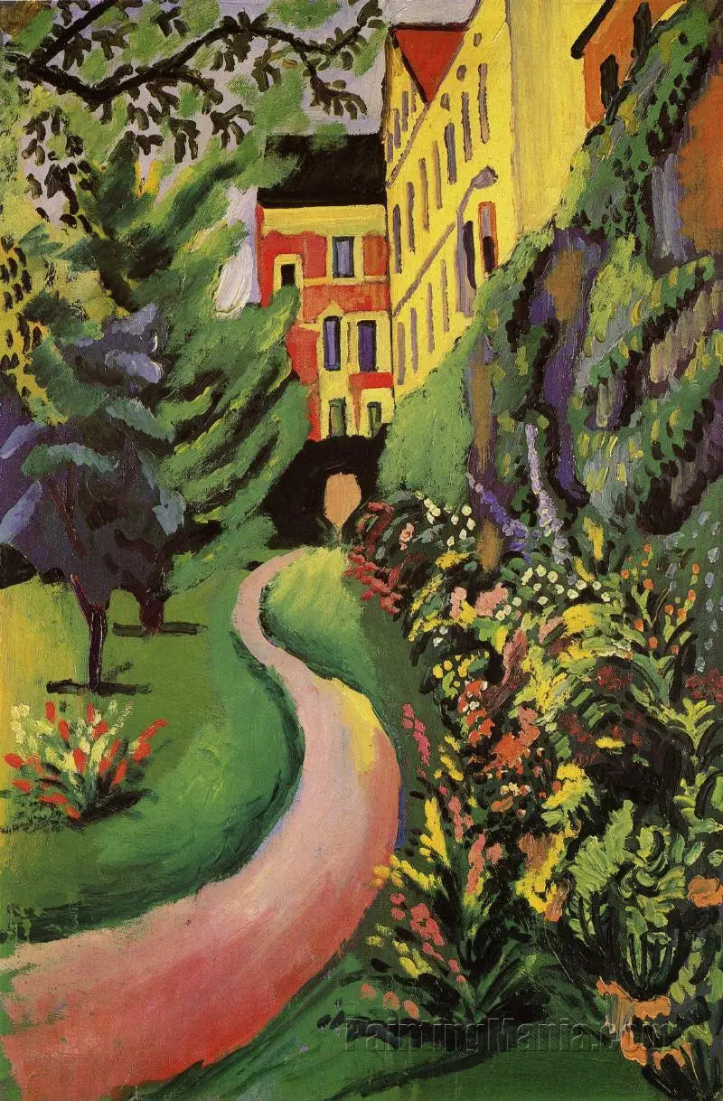 Onze tuin met zijn bloeiende randen - August Macke
