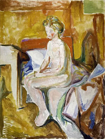 Nu zittend op de rand van het bed - Edvard Munch