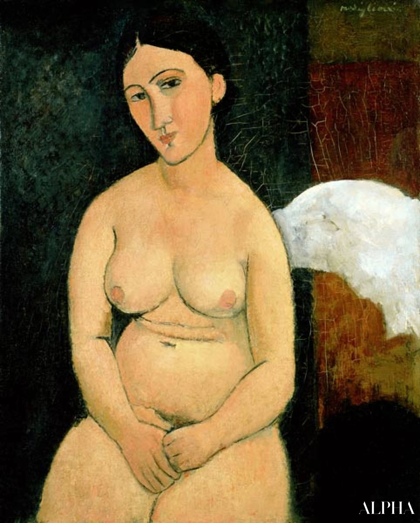 Nu assis (C.1917) - Amedeo Modigliani - Reproducties van schilderijen en hoogwaardige schilderijen