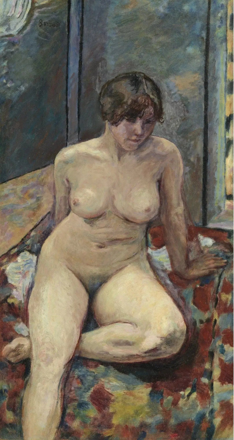 Nu zittend, gebogen been - Pierre Bonnard