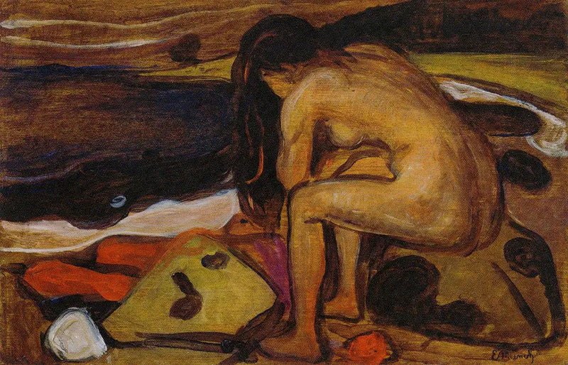 Nu zittend op het strand - Edvard Munch