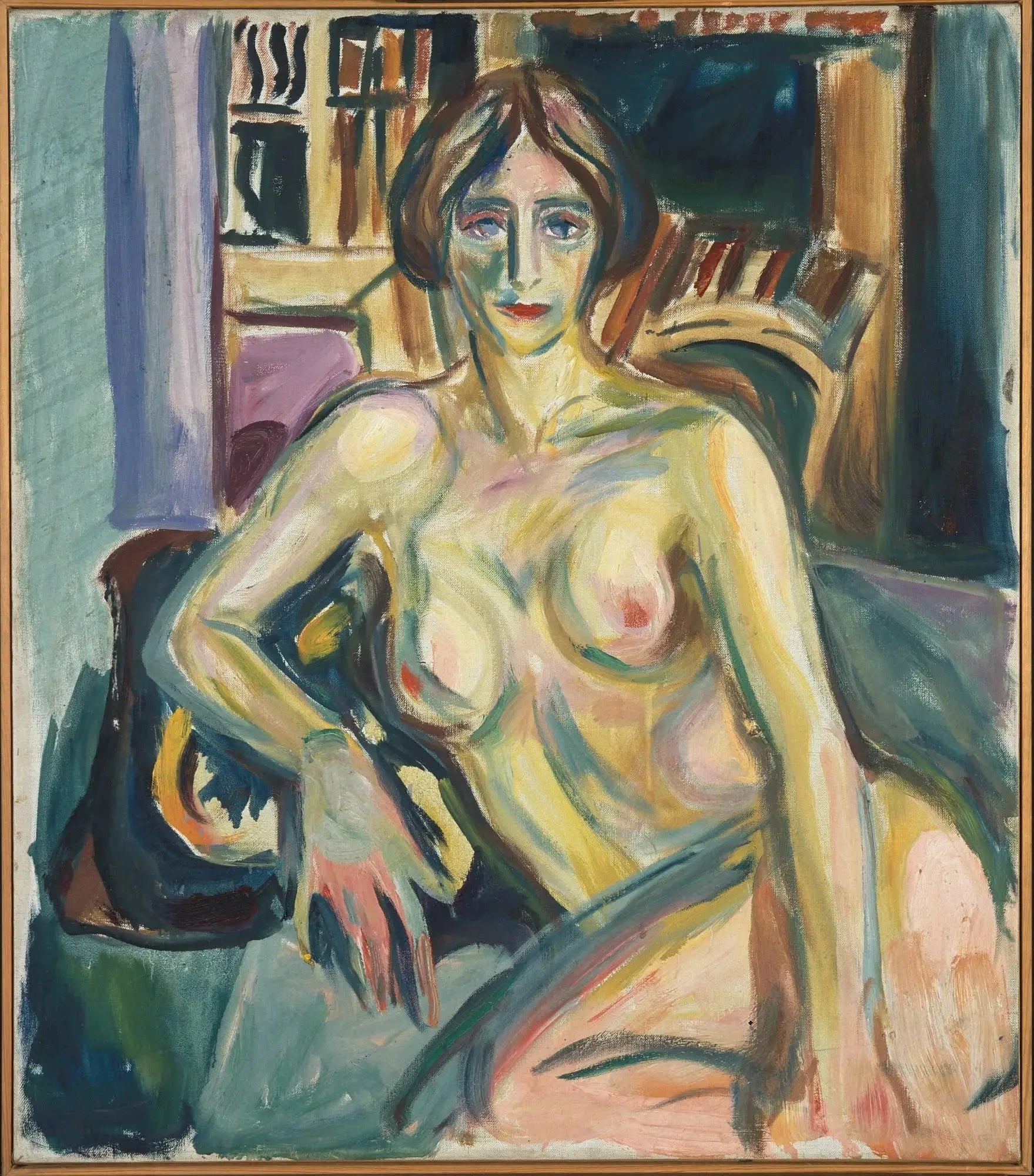 Nu, assis sur le canapé - Edvard Munch image 1 copie peinte à la main à l’huile