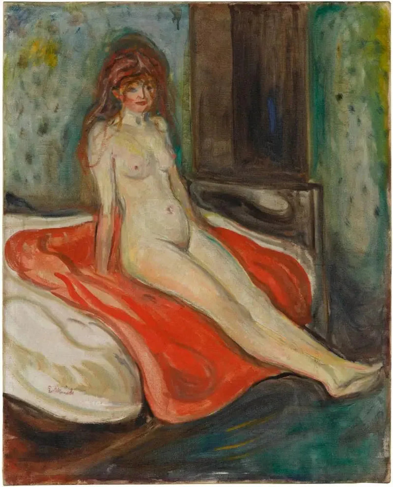 Nu zittend op het bed - Edvard Munch