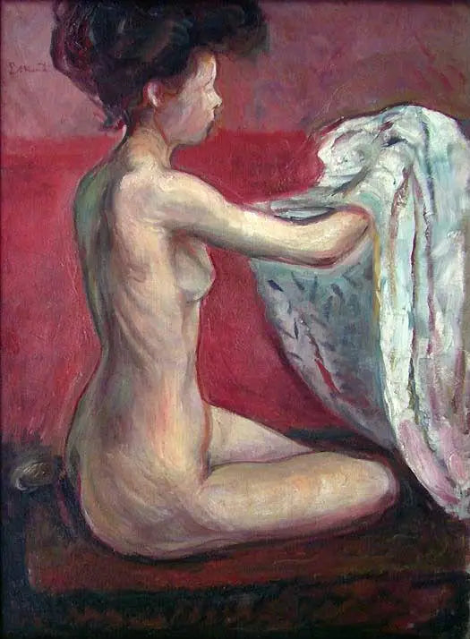 Nu zittend op een rode achtergrond - Edvard Munch