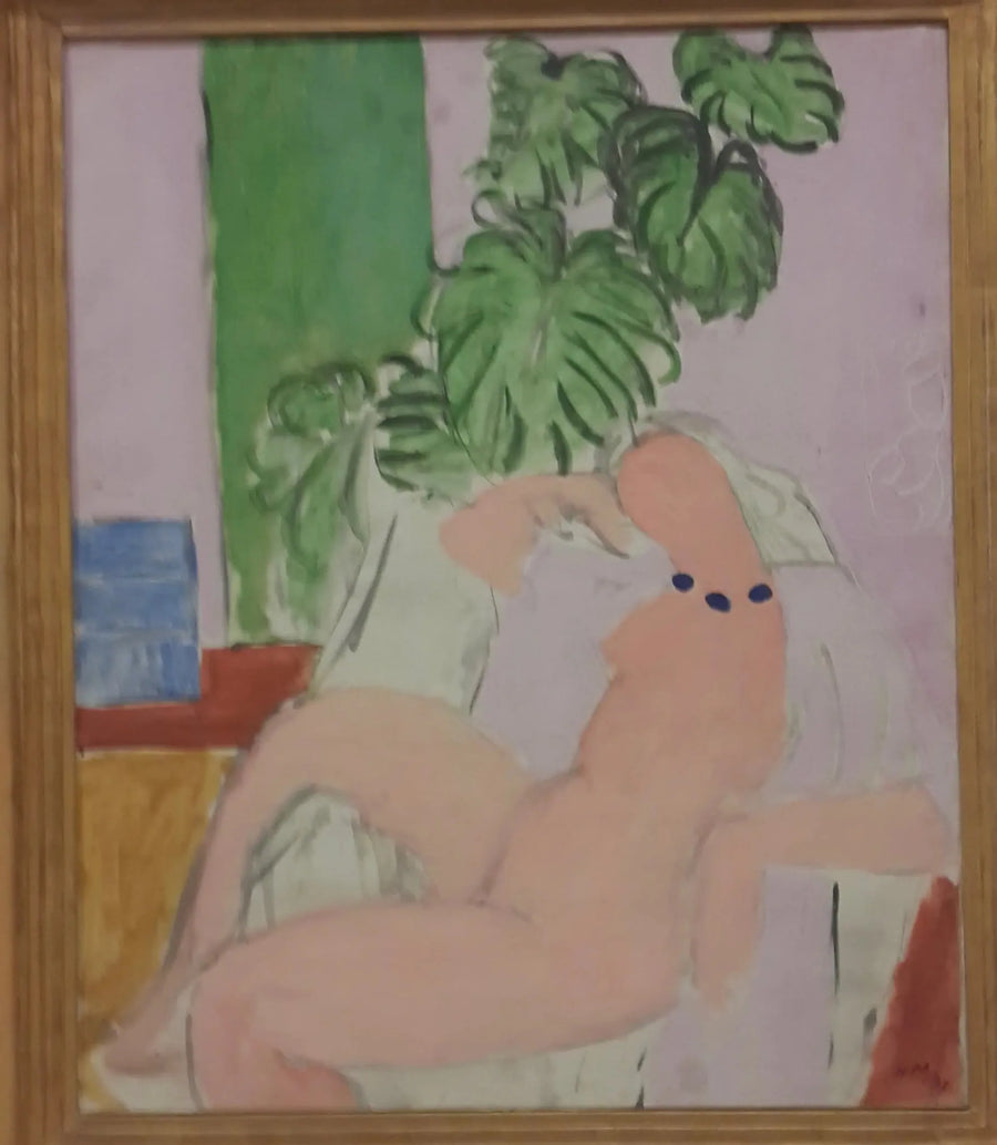 Nu in een fauteuil, groene plant - Henri Matisse