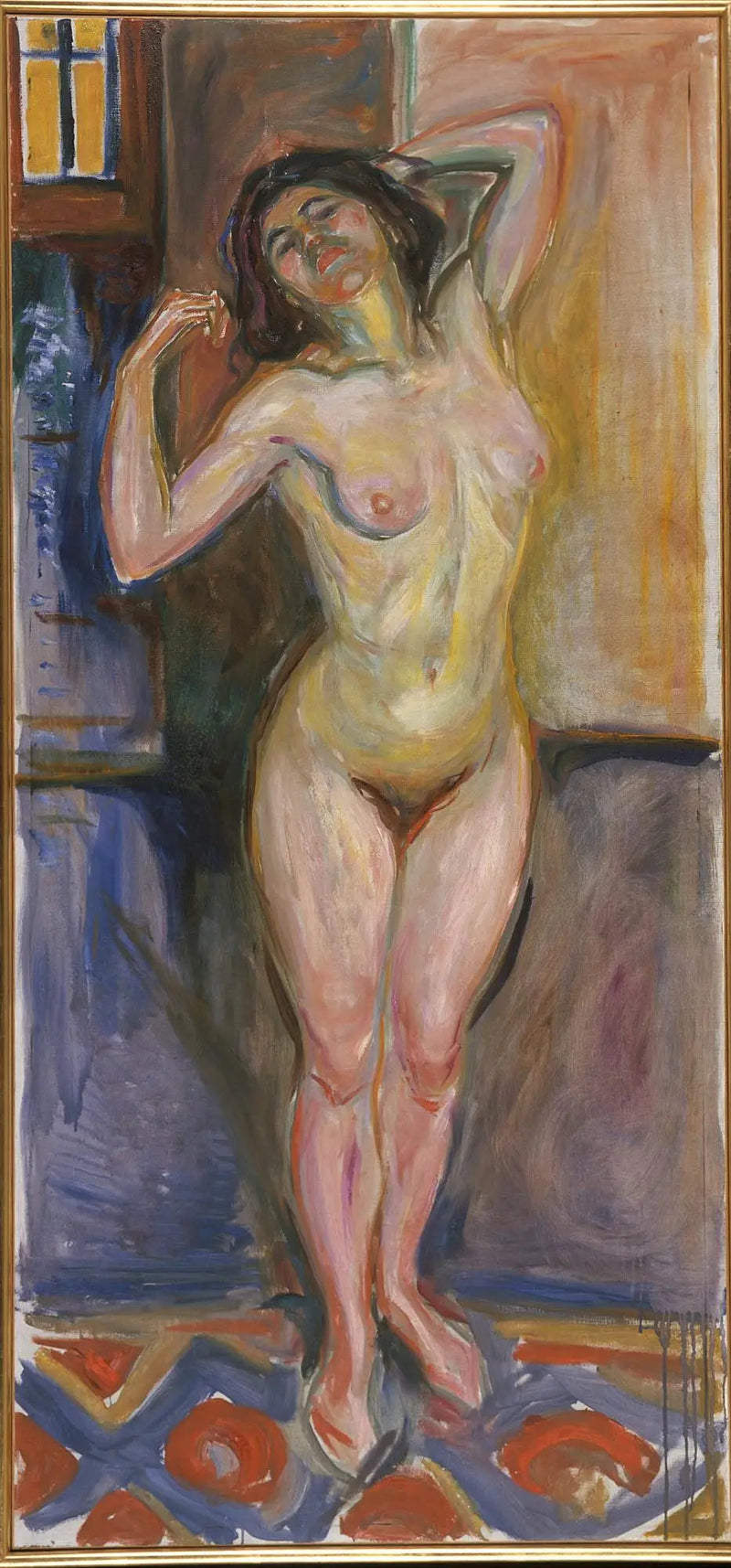Nu staand met zijn handen achter zijn hoofd - Edvard Munch