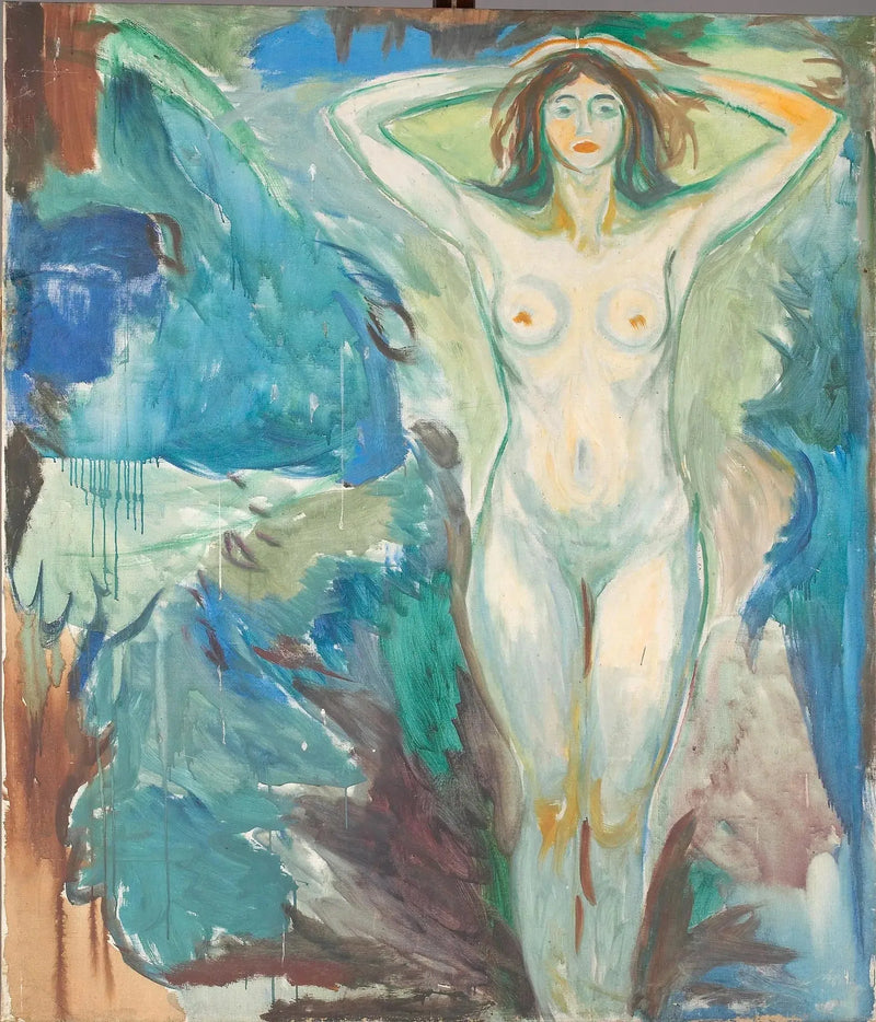 Nu staand op een blauwe achtergrond - Edvard Munch
