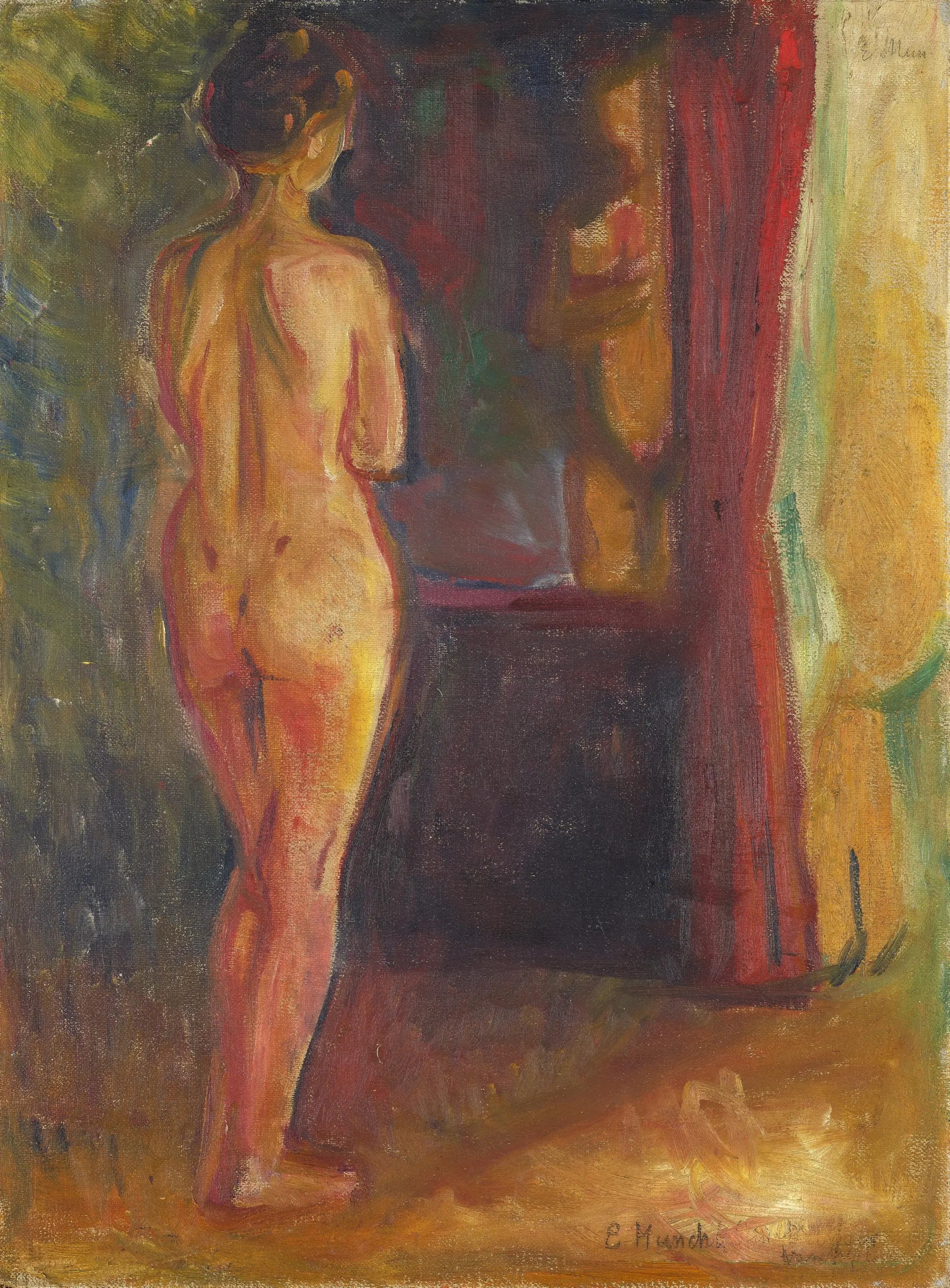 Nu devant son miroir - Edvard Munch image 1 reproduction artisanale de tableau
