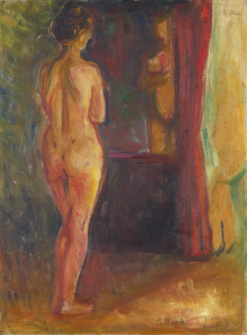 Nu voor zijn spiegel - Edvard Munch