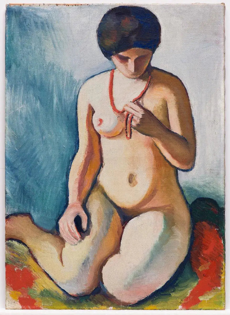 Vrouwelijk naakt met koraal ketting - August Macke