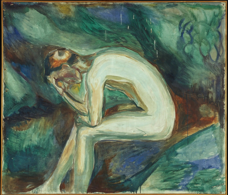 Zittende man in het bos - Edvard Munch