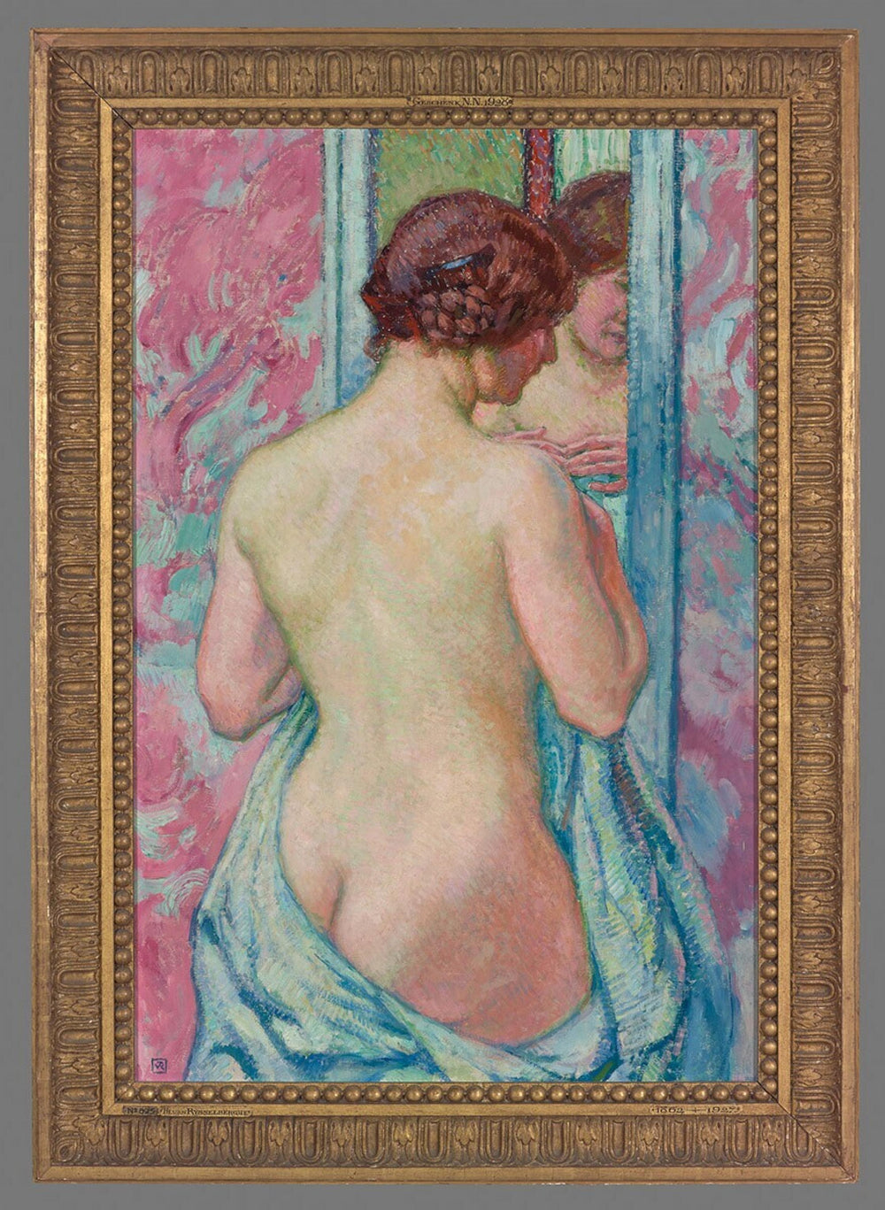 Nue debout devant un miroir - Théo van Rysselberghe image 1 copie de tableau peinte à la main