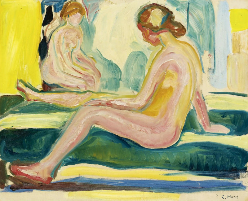 Zittende vrouwelijke naakten - Edvard Munch