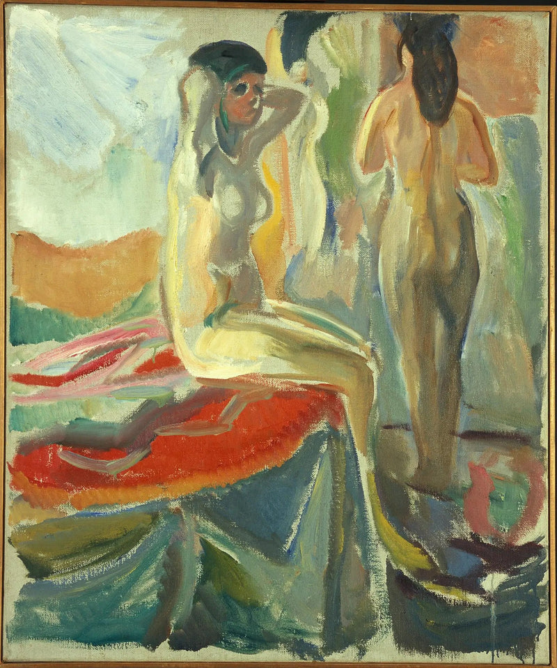 Vrouwelijke naakten, zittend en staand - Edvard Munch