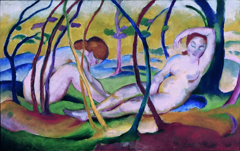 Naakten onder de bomen - Franz Marc
