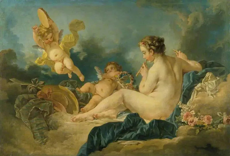 Zittende nimf met fluiten - François Boucher