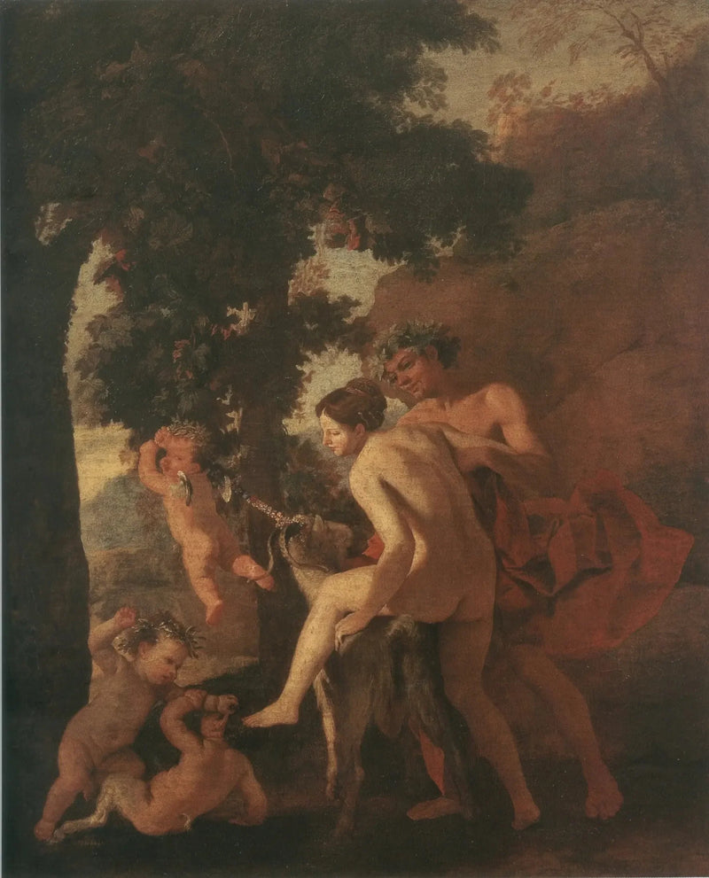 Nymfe berijdend een bok - Nicolas Poussin