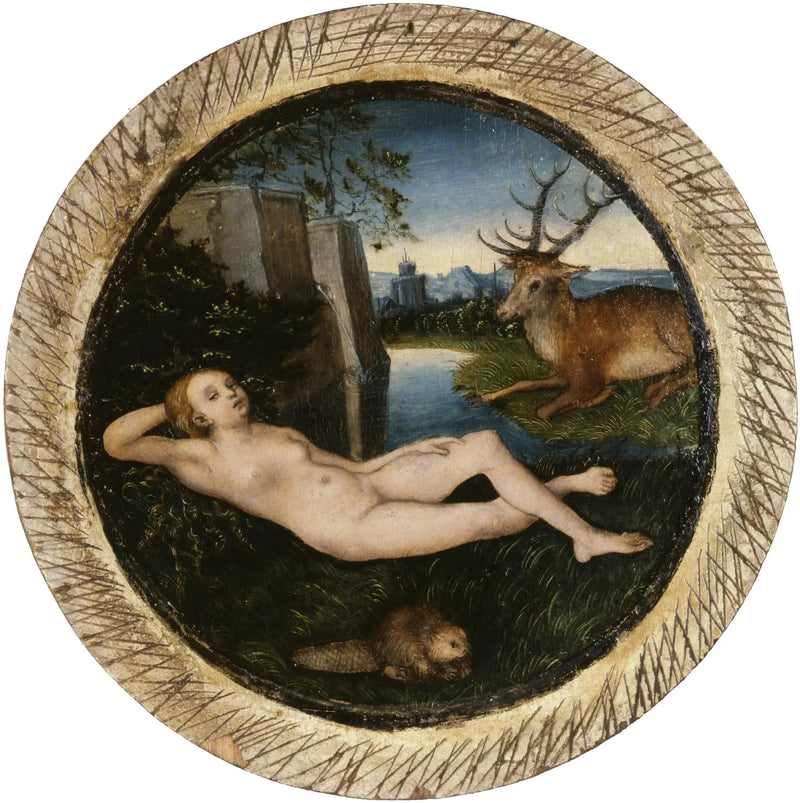 Geknielde nimf - Lucas Cranach de Oudere
