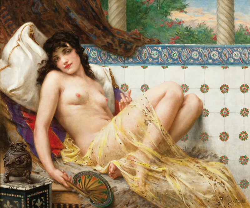 Odalisque met waaier - Guillaume Seignac