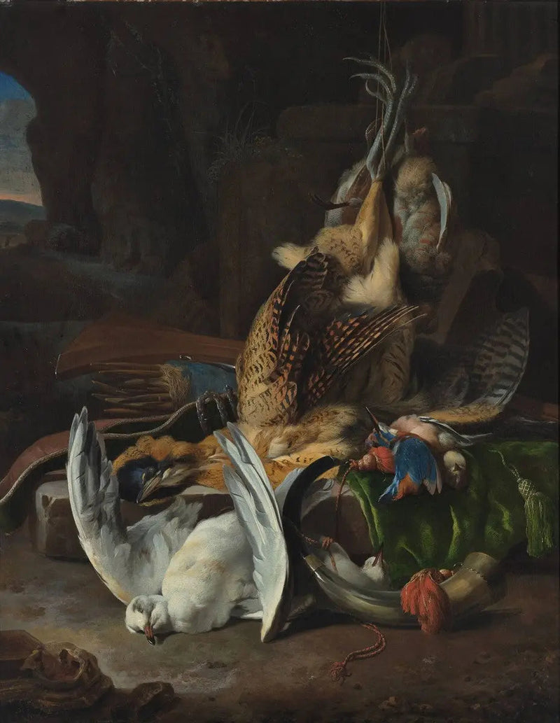 Dode vogels en jachtaccessoires - Melchior de Hondecoeter