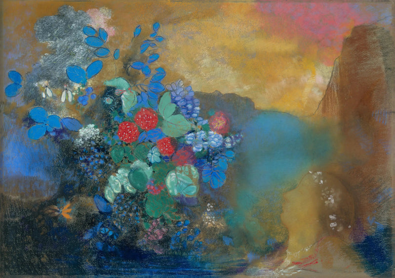 Ophelia tussen de bloemen - Odilon Redon