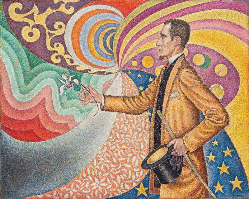 Opus op de email van een ritmische achtergrond van maten en hoeken, van tonen en tinten, portret van de heer Félix Fénéon in 1890 - Paul Signac