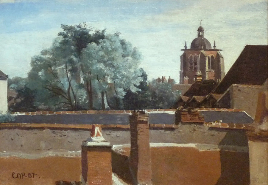 Orléans, uitzicht genomen vanaf een raam met uitzicht op de toren Sainte-Paterne - Jean-Baptiste Camille Corot