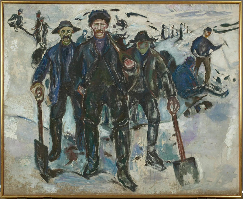 Arbeiders in de sneeuw - Edvard Munch