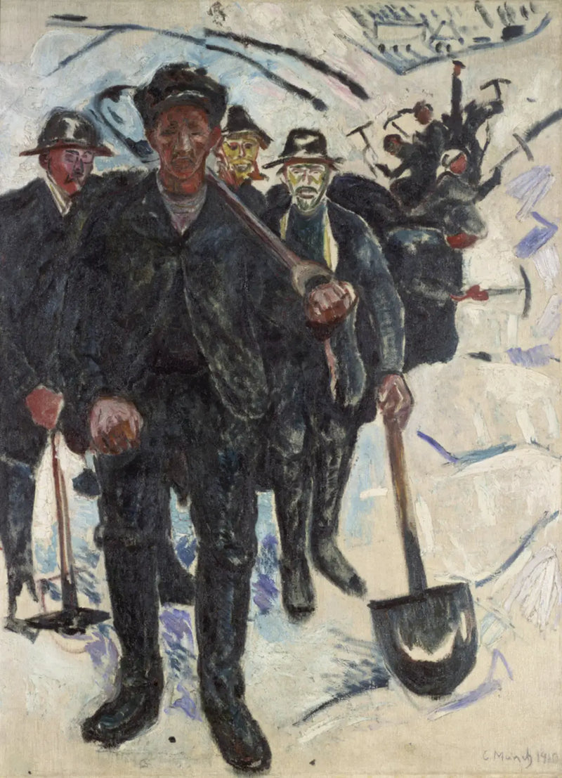 Arbeiders in de sneeuw - Edvard Munch