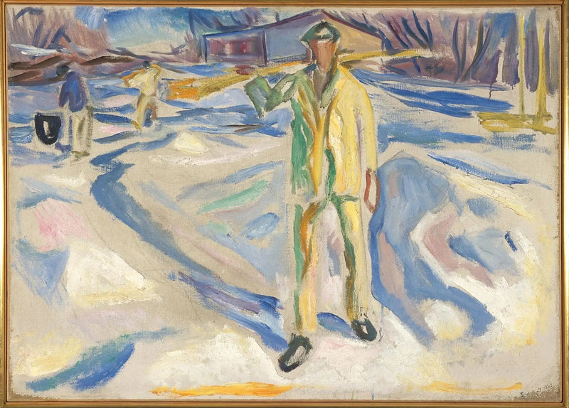 Bouwvakkers in de sneeuw - Edvard Munch