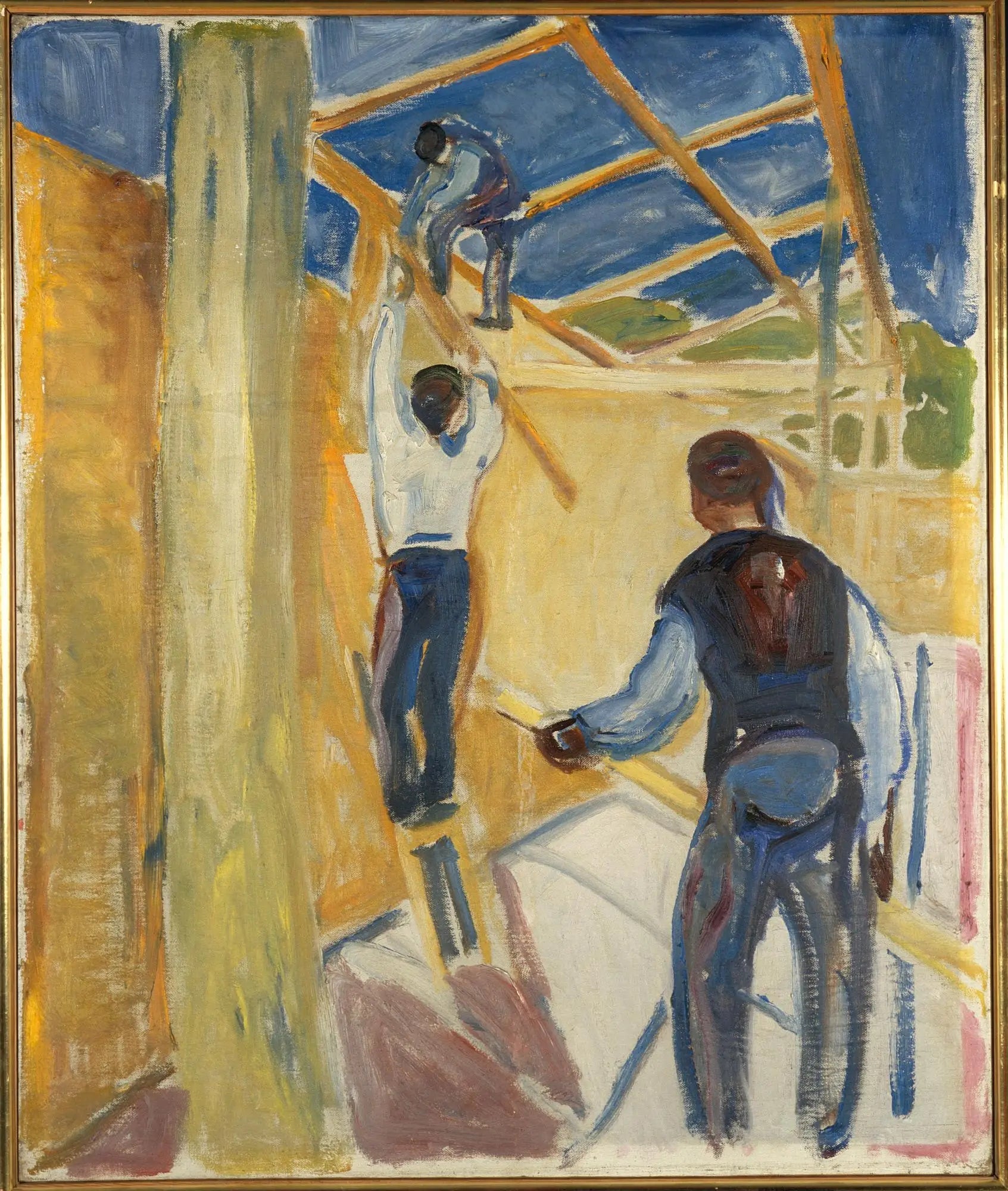Ouvriers du bâtiment dans le studio - Edvard Munch image 1 tableau peint à l’huile sur toile