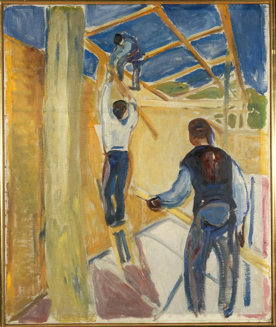 Bouwvakkers in de studio - Edvard Munch