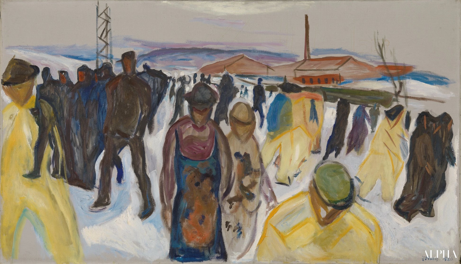 Werknemers die naar huis terugkeren - Edvard Munch - Reproducties van schilderijen en hoogwaardige schilderijen