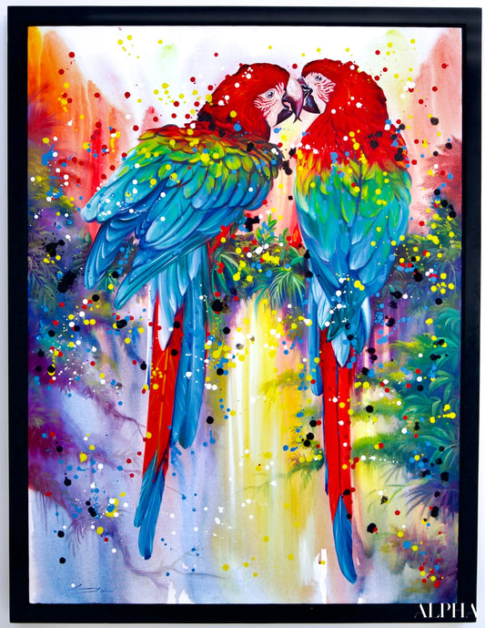 Pair of Red Parrots - Banlay | 90 X 120 cm Reproductions de tableaux à la peinture à l’huile