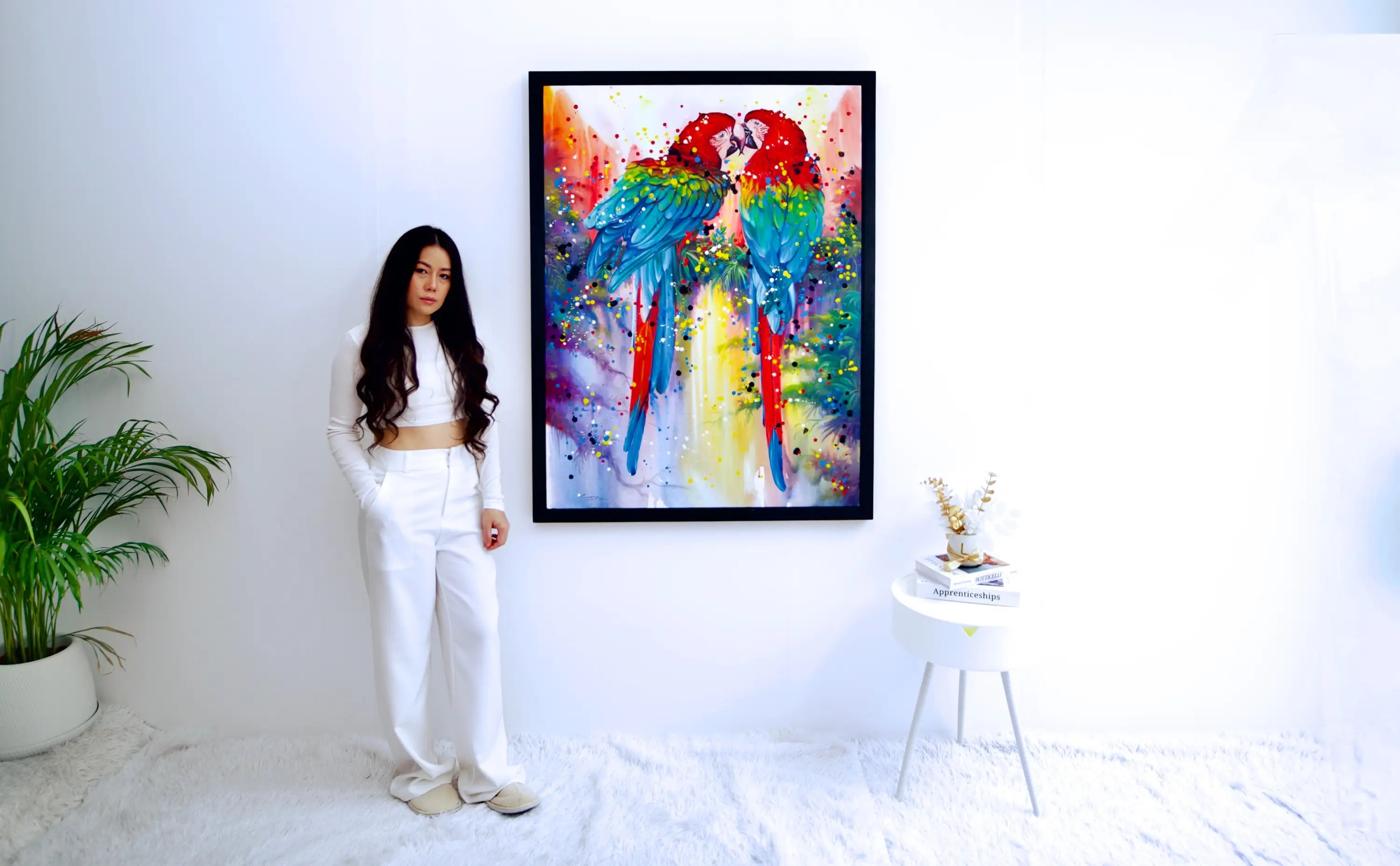 Pair of Red Parrots - Banlay | 90 X 120 cm Reproductions de tableaux à la peinture à l’huile