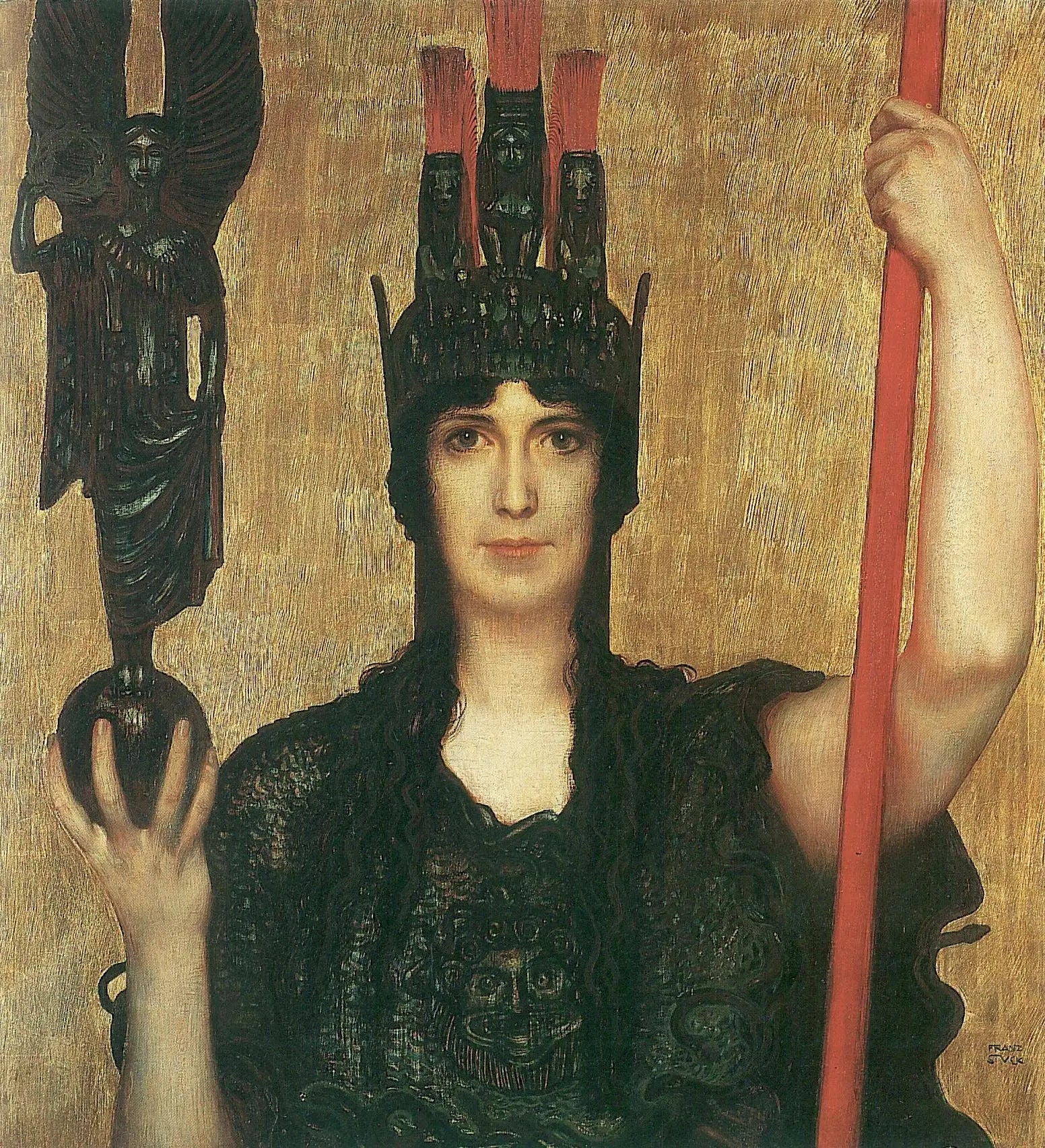 Reproduction du tableau « Pallas Athéna - Franz Von Stuck » par Alpha Reproduction en peinture à l’huile