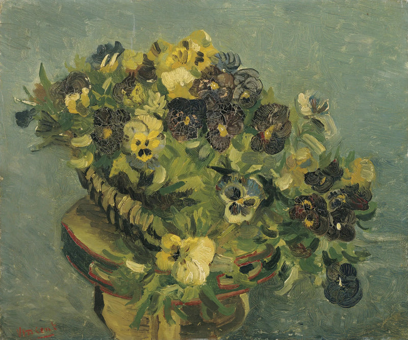 Mand met viooltjes op een klein tafeltje - Vincent van Gogh