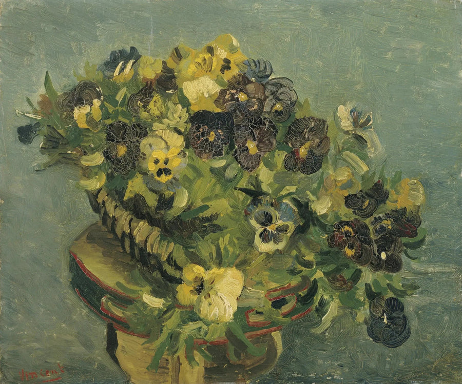 Mand met viooltjes op een klein tafeltje - Vincent van Gogh