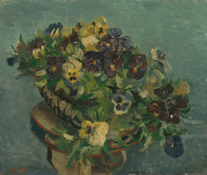 Mand met viooltjes op een klein tafeltje - Vincent van Gogh