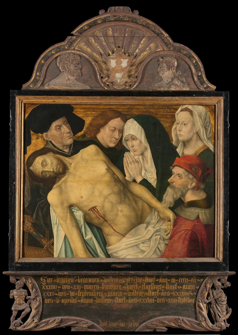 Middelste paneel van een herdenkings-triptychon, voorheen genoemd Gertz herdenkings-triptychon, met de Lamentatie - Hugo van der Goes