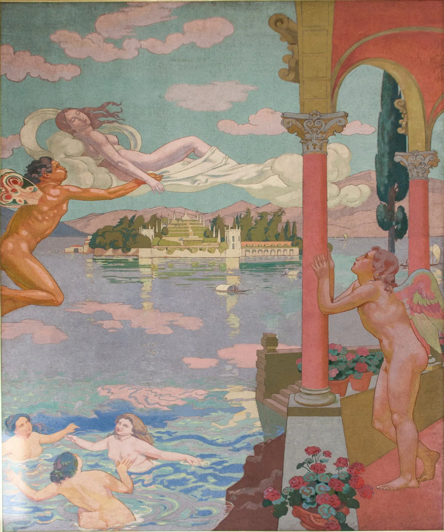 Paneel II. De Zephyr, op bevel van de Liefde, vervoert Psyche naar een eiland van genot - Maurice Denis